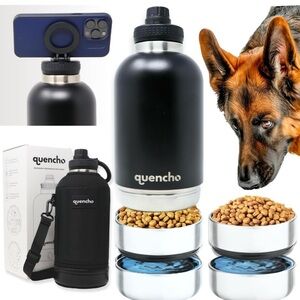 64oz 4-in-1 Stainless Steel Water Bottle w/hideaway bowls